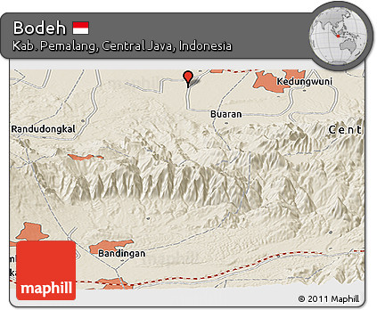 Shaded Relief Panoramic Map of Bodeh