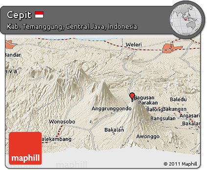 Shaded Relief Panoramic Map of Cepit