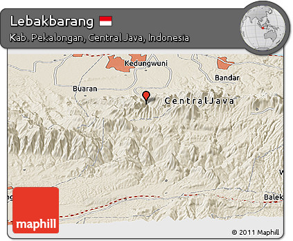 Shaded Relief Panoramic Map of Lebakbarang