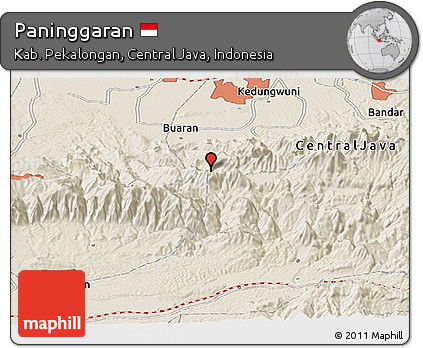 Shaded Relief Panoramic Map of Paninggaran
