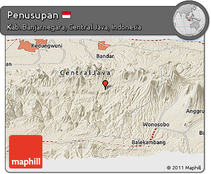 Shaded Relief Panoramic Map of Penusupan