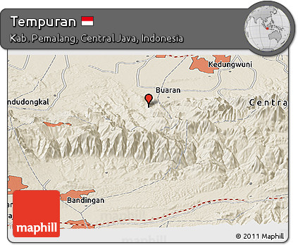 Shaded Relief Panoramic Map of Tempuran