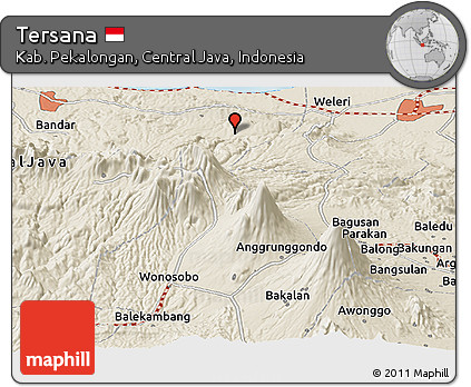 Shaded Relief Panoramic Map of Tersana