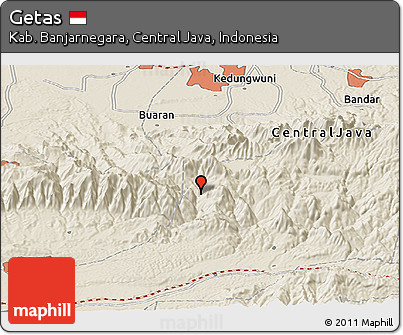 Shaded Relief Panoramic Map of Getas