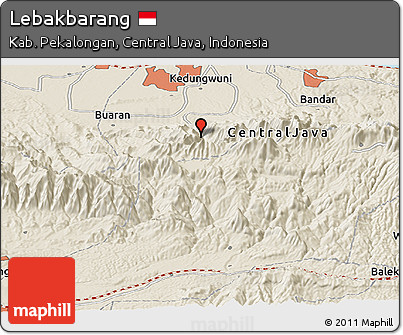 Shaded Relief Panoramic Map of Lebakbarang