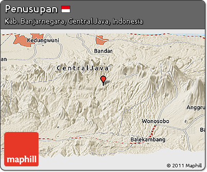 Shaded Relief Panoramic Map of Penusupan