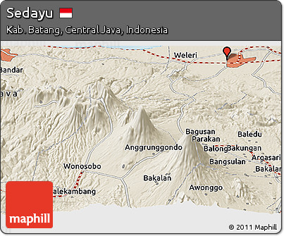 Shaded Relief Panoramic Map of Sedayu