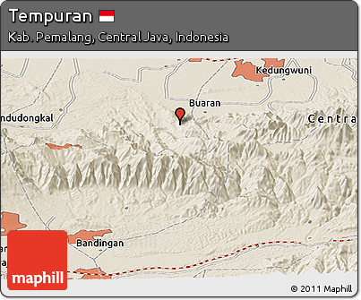 Shaded Relief Panoramic Map of Tempuran