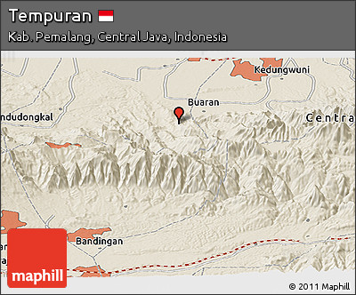 Shaded Relief Panoramic Map of Tempuran