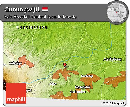 Physical 3D Map of Gunungwijil