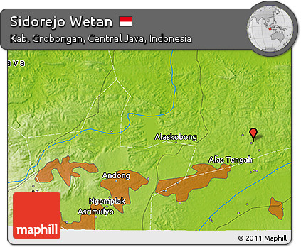 Physical 3D Map of Sidorejo Wetan