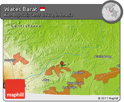 Physical 3D Map of Wates Barat