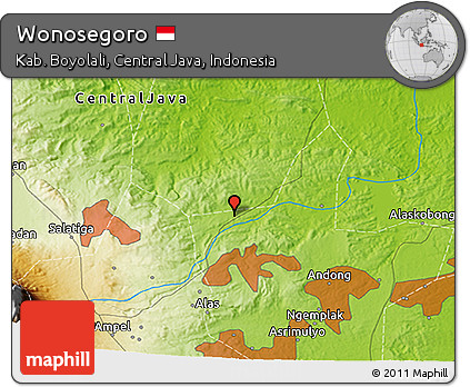 Physical 3D Map of Wonosegoro