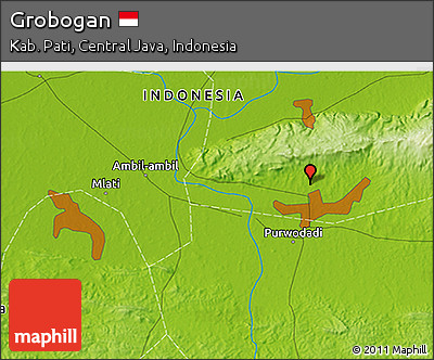 Physical 3D Map of Grobogan