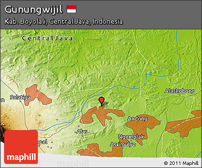 Physical 3D Map of Gunungwijil