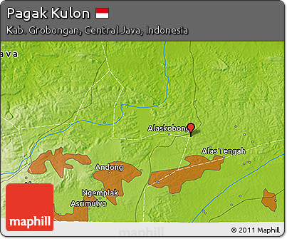 Physical 3D Map of Pagak Kulon