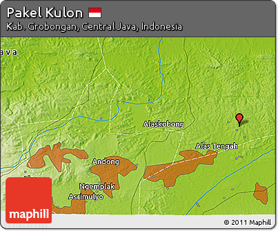 Physical 3D Map of Pakel Kulon