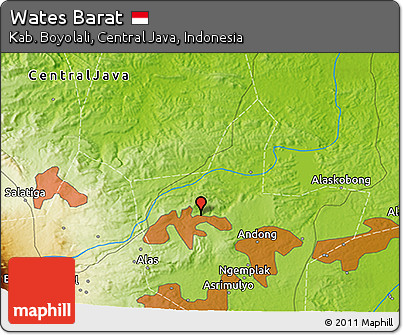 Physical 3D Map of Wates Barat
