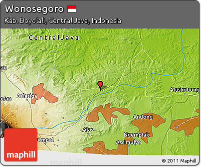 Physical 3D Map of Wonosegoro
