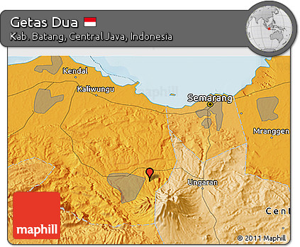 Political 3D Map of Getas Dua