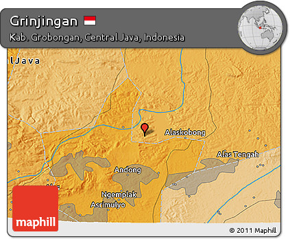 Political 3D Map of Grinjingan