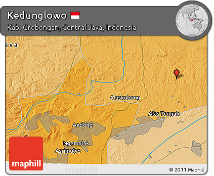 Political 3D Map of Kedunglowo