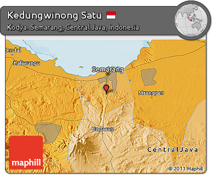 Political 3D Map of Kedungwinong Satu