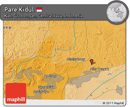 Political 3D Map of Pare Kidul