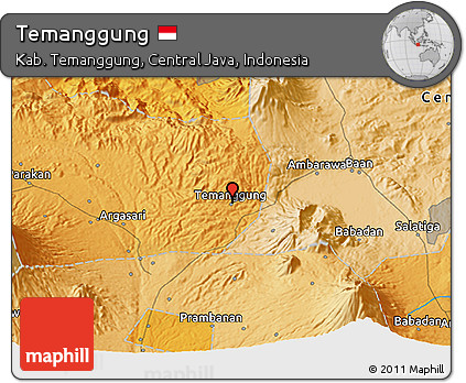 Political 3D Map of Temanggung