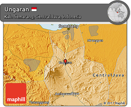 Political 3D Map of Ungaran