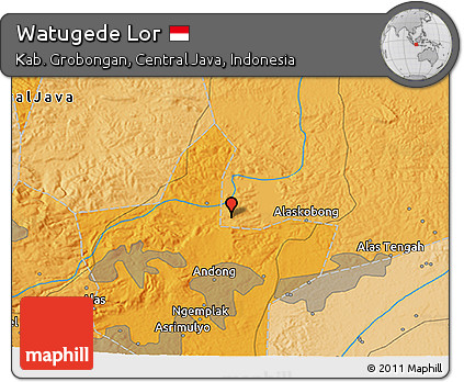 Political 3D Map of Watugede Lor