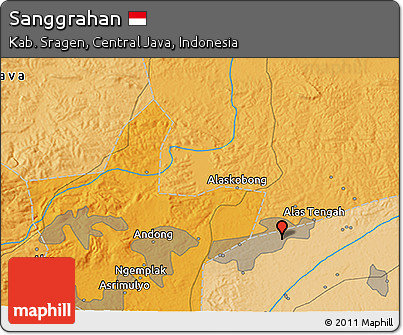 Political 3D Map of Sanggrahan