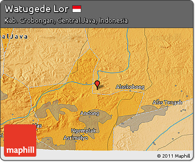 Political 3D Map of Watugede Lor