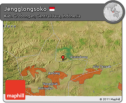 Satellite 3D Map of Jengglongsoko