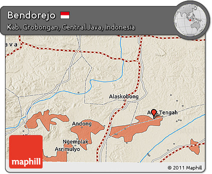Shaded Relief 3D Map of Bendorejo