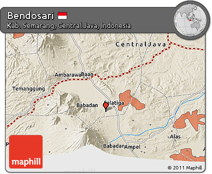 Shaded Relief 3D Map of Bendosari