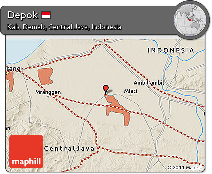 Shaded Relief 3D Map of Depok