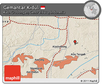 Shaded Relief 3D Map of Gemantar Kidul