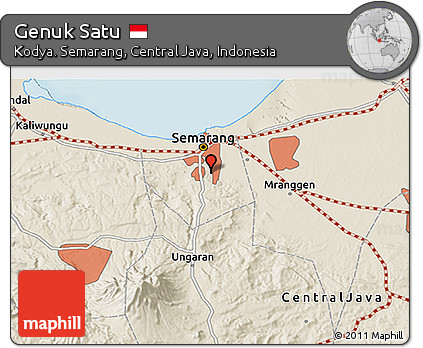 Shaded Relief 3D Map of Genuk Satu