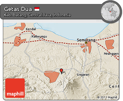 Shaded Relief 3D Map of Getas Dua