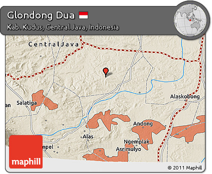 Shaded Relief 3D Map of Glondong Dua