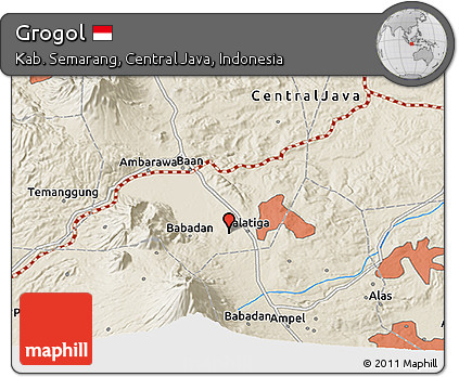 Shaded Relief 3D Map of Grogol