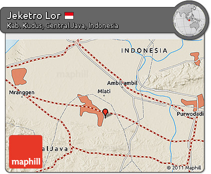 Shaded Relief 3D Map of Jeketro Lor