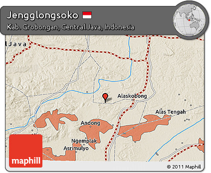 Shaded Relief 3D Map of Jengglongsoko