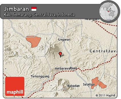 Shaded Relief 3D Map of Jimbaran