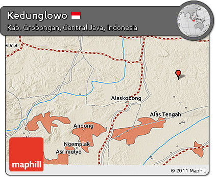 Shaded Relief 3D Map of Kedunglowo
