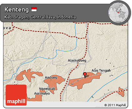 Shaded Relief 3D Map of Kenteng