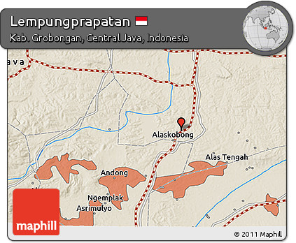 Shaded Relief 3D Map of Lempungprapatan