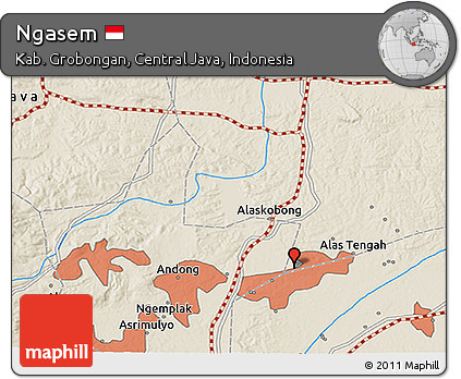 Shaded Relief 3D Map of Ngasem
