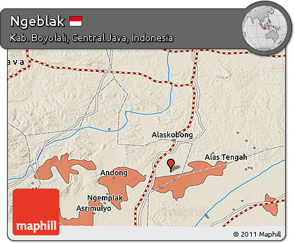 Shaded Relief 3D Map of Ngeblak